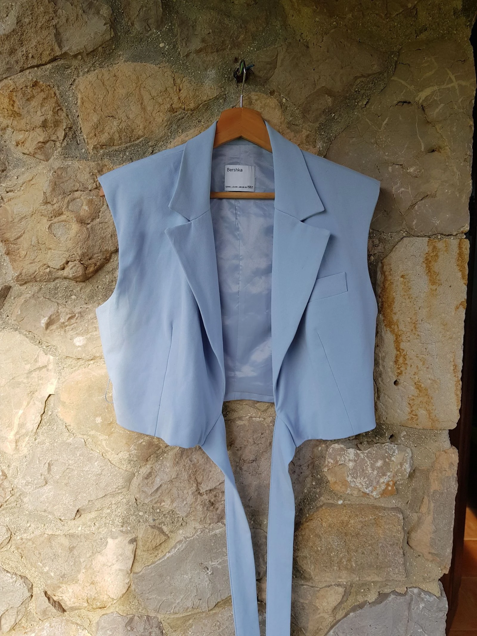 Chaleco corto lazo azul cielo